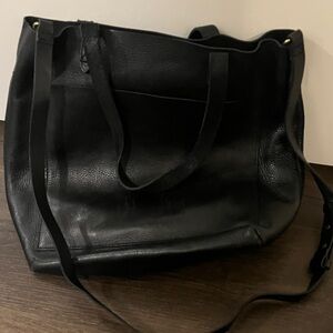 Madewell Black Leather Tote Bag